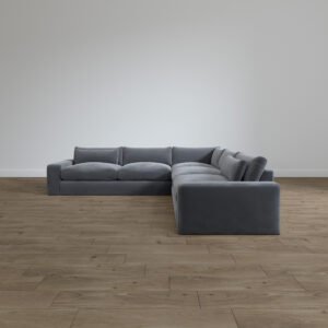 Aria L Shape Velvet Steel