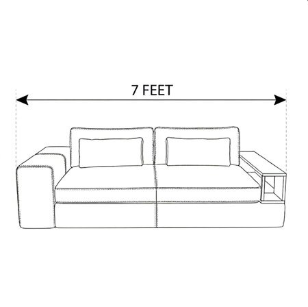 7 Feet - Jasper With Wooden Tray Sofa