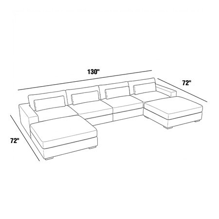 72"x130"x72" - Lugano Double Floating Chaise