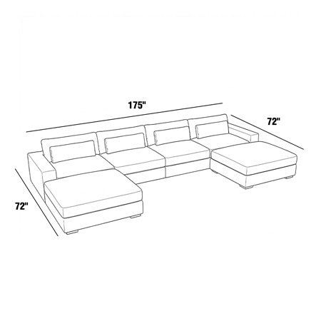 72"x175"x72" - Lugano Double Floating Chaise