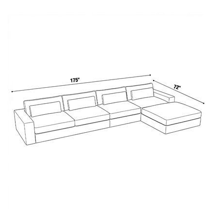 175″x72″ – Lugano Floating chaise