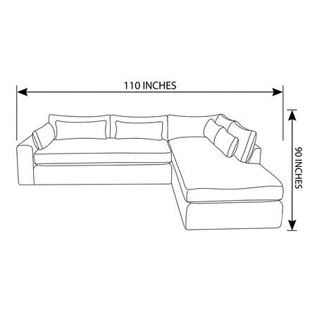 110"x90" - Amiri Corner Chaise Bench Seat