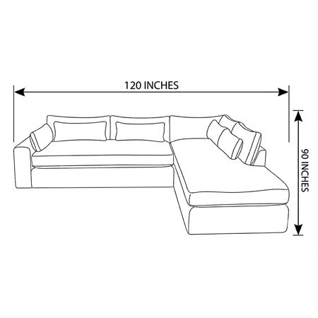 120"x90" - Amiri Corner Chaise Bench Seat
