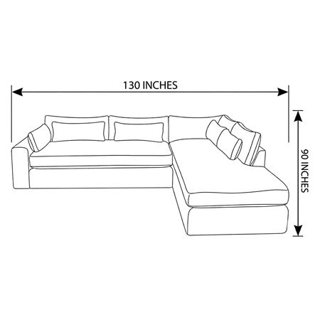 130"x90" - Amiri Corner Chaise Bench Seat