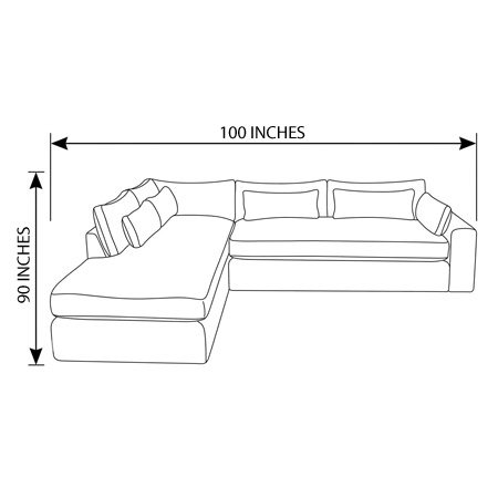 90"x100" - Amiri Corner Chaise Bench Seat
