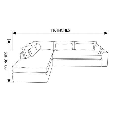 90"x110" - Amiri Corner Chaise Bench Seat