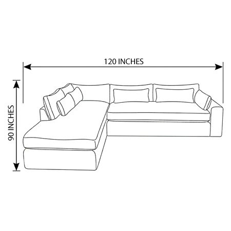 90"x120" - Amiri Corner Chaise Bench Seat