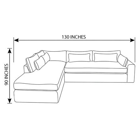 90"x130" - Amiri Corner Chaise Bench Seat
