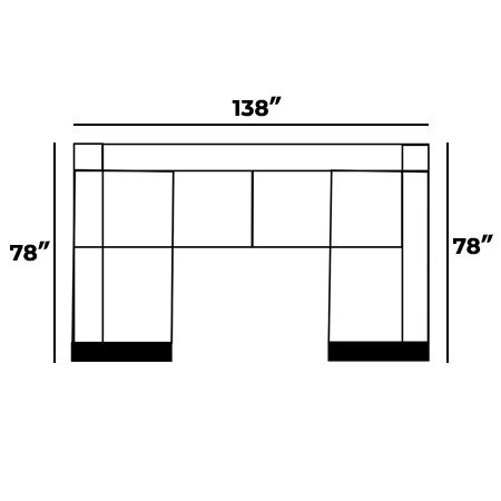 78" by 138" by 78"
