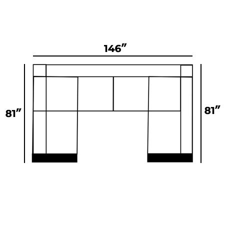 81" by 146" by 81"